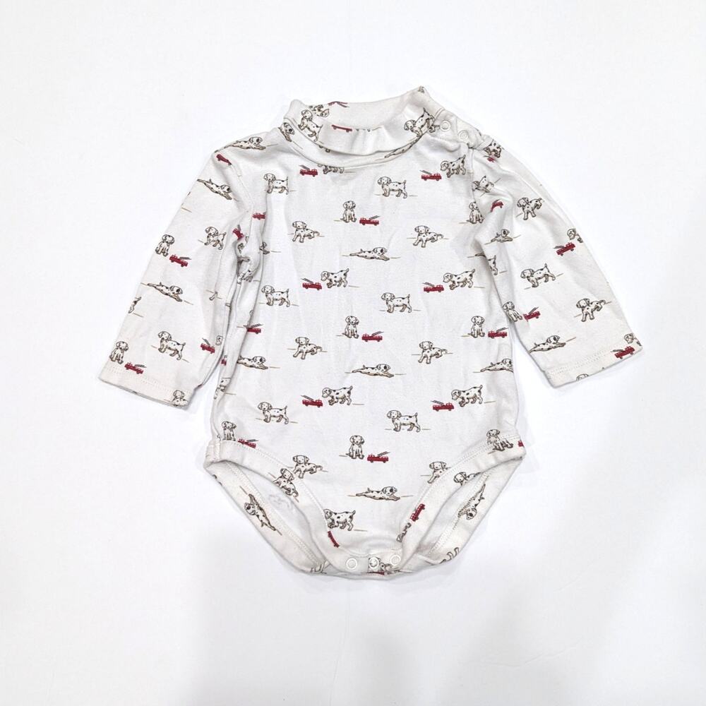 Janie and Jack Onesie Baby Boys Size 3-6m White Turtleneck Dalmatian Fire Truck